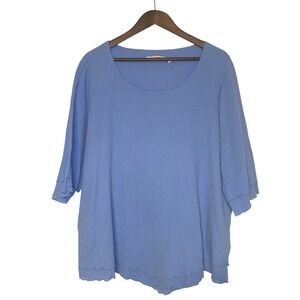 Soft Surroundings Blue Cotton Gauze Layered Top Asymmetric Hem Lagenlook 2X